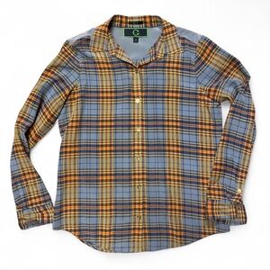 C. Wonder Vintage 100% Silk Plaid Button-Up Blouse